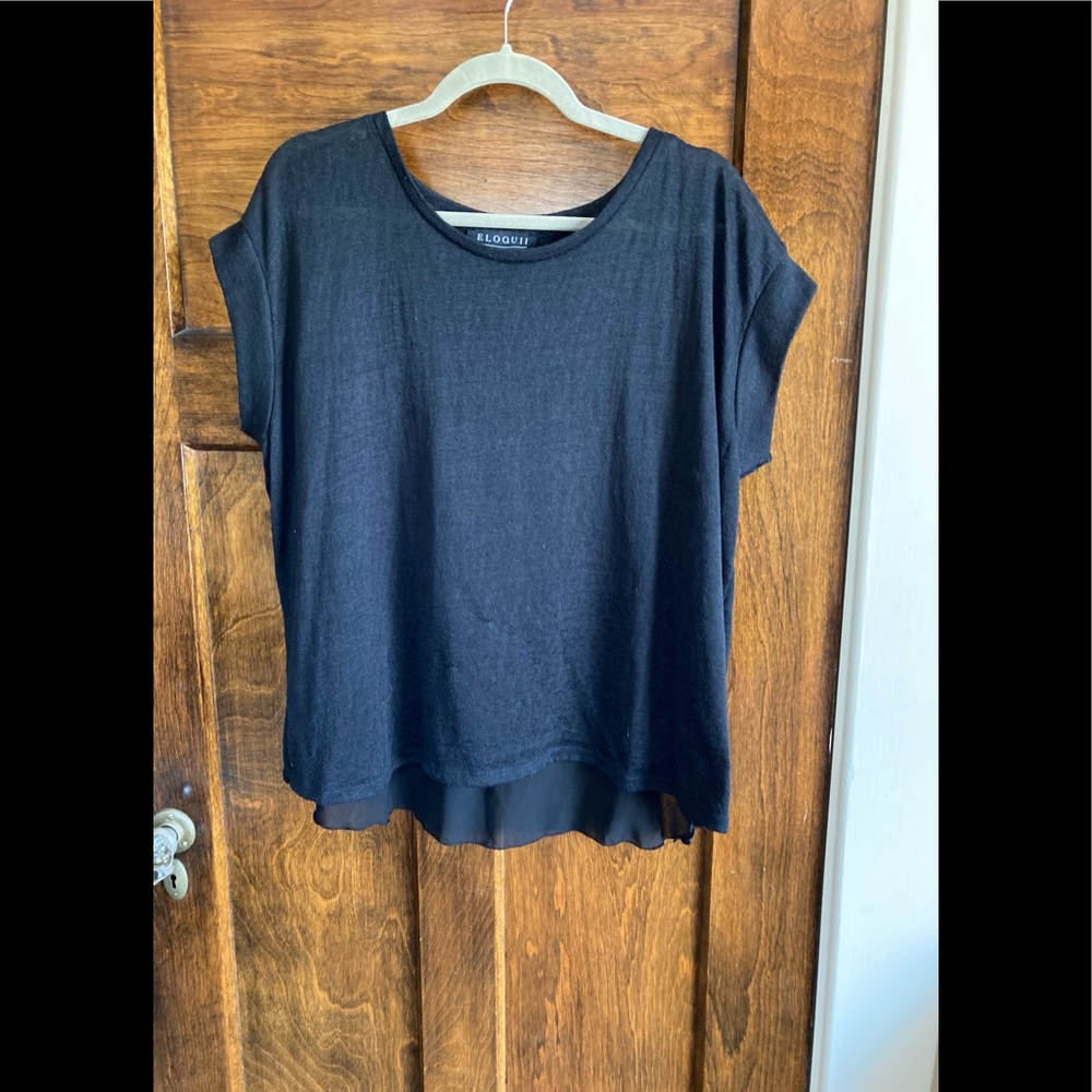 ELOQUII black top with sheer back detail